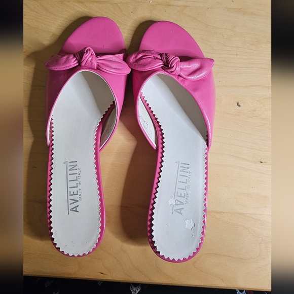 Sz 8 pink leather kitten heel knot slides - made in Italy - Picture 3 of 12